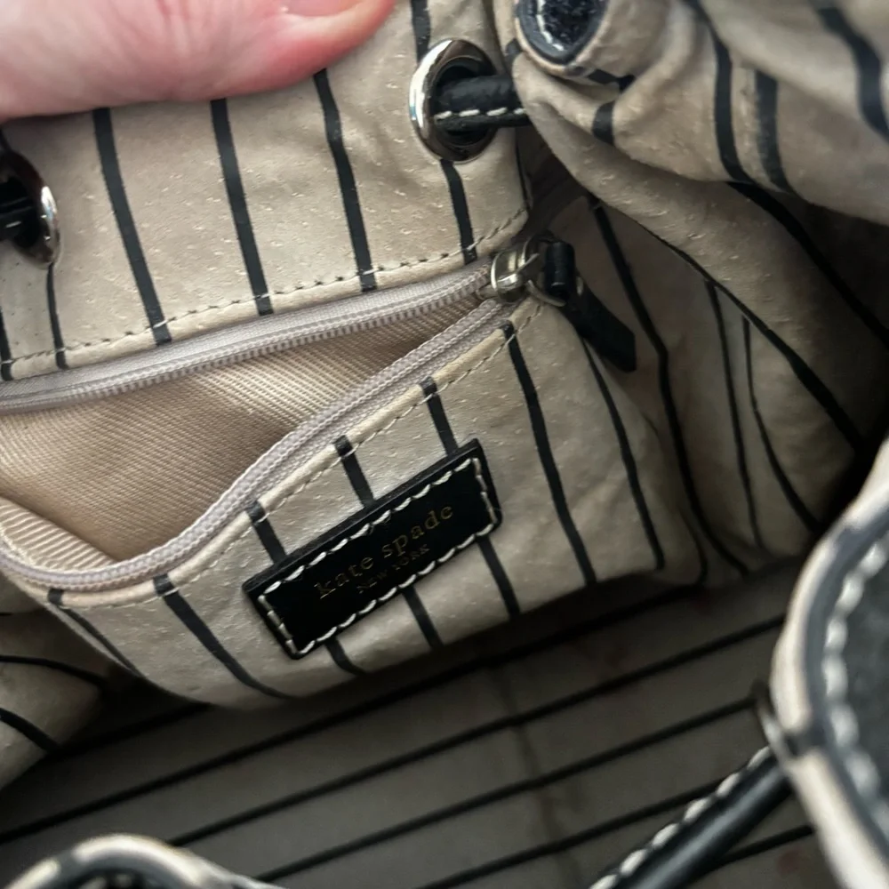 kate spade Black Pebbled Leather Gathered Drawstring Tote
